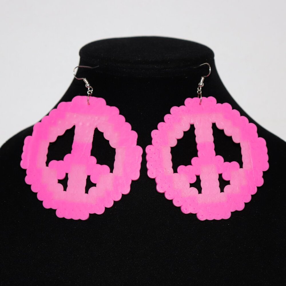 ✌️💖 Glow Peace Sign Earrings · 4" Tall · NWOT